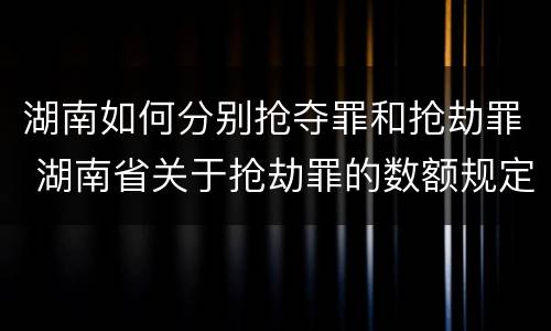 湖南如何分别抢夺罪和抢劫罪 湖南省关于抢劫罪的数额规定