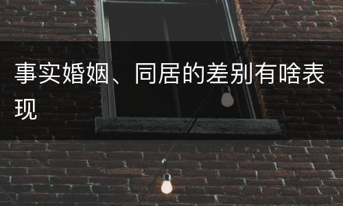 事实婚姻、同居的差别有啥表现