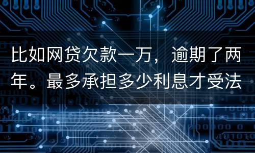 比如网贷欠款一万，逾期了两年。最多承担多少利息才受法律保护的？换言之，网贷利息受
