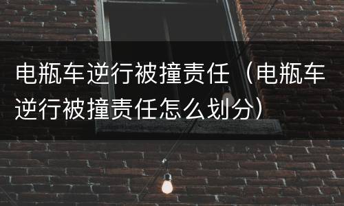 电瓶车逆行被撞责任（电瓶车逆行被撞责任怎么划分）