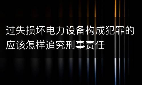 过失损坏电力设备构成犯罪的应该怎样追究刑事责任