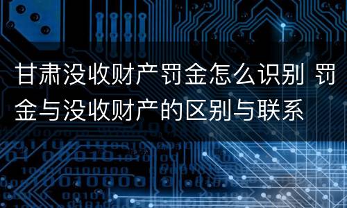 甘肃没收财产罚金怎么识别 罚金与没收财产的区别与联系