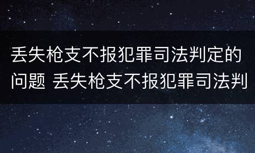 丢失枪支不报犯罪司法判定的问题 丢失枪支不报犯罪司法判定的问题有哪些