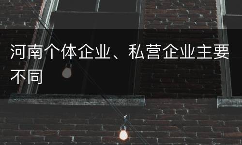 河南个体企业、私营企业主要不同