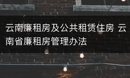 云南廉租房及公共租赁住房 云南省廉租房管理办法