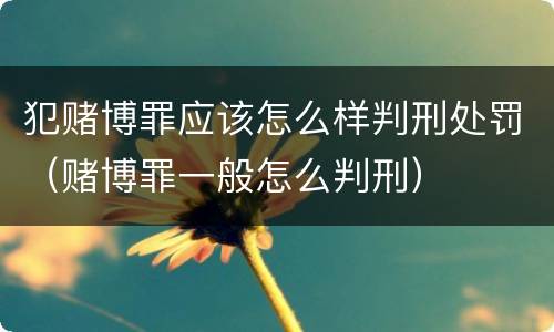 犯赌博罪应该怎么样判刑处罚（赌博罪一般怎么判刑）
