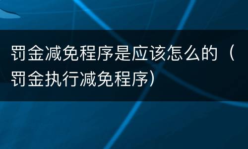 罚金减免程序是应该怎么的（罚金执行减免程序）