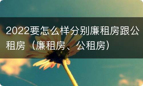 2022要怎么样分别廉租房跟公租房（廉租房、公租房）