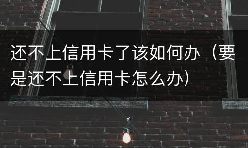 还不上信用卡了该如何办（要是还不上信用卡怎么办）