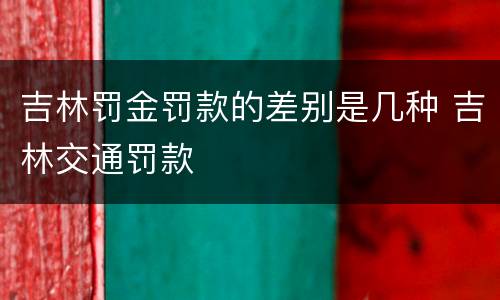 吉林罚金罚款的差别是几种 吉林交通罚款