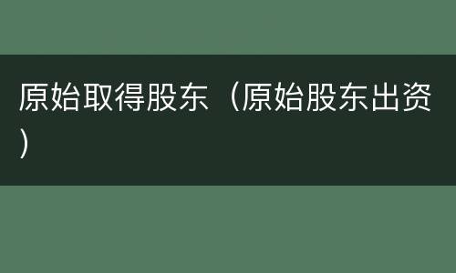 原始取得股东（原始股东出资）