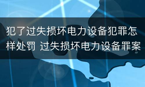 犯了过失损坏电力设备犯罪怎样处罚 过失损坏电力设备罪案例
