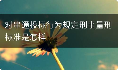 对串通投标行为规定刑事量刑标准是怎样