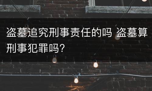 盗墓追究刑事责任的吗 盗墓算刑事犯罪吗?