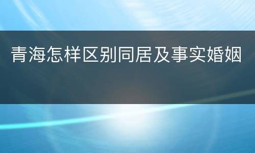 青海怎样区别同居及事实婚姻