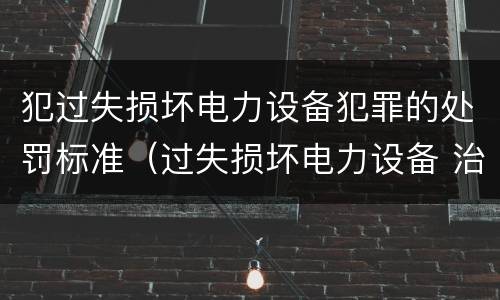 犯过失损坏电力设备犯罪的处罚标准（过失损坏电力设备 治安处罚）