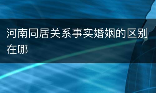 河南同居关系事实婚姻的区别在哪