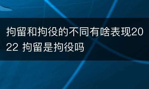 拘留和拘役的不同有啥表现2022 拘留是拘役吗