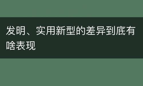 发明、实用新型的差异到底有啥表现