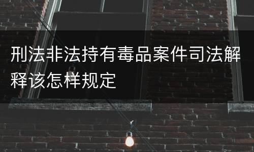 刑法非法持有毒品案件司法解释该怎样规定