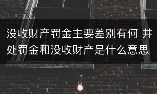 没收财产罚金主要差别有何 并处罚金和没收财产是什么意思