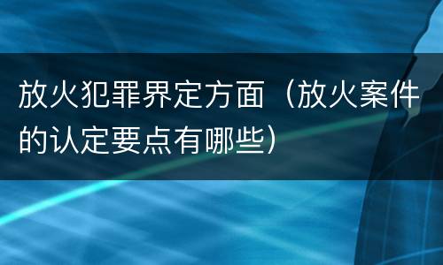 放火犯罪界定方面（放火案件的认定要点有哪些）