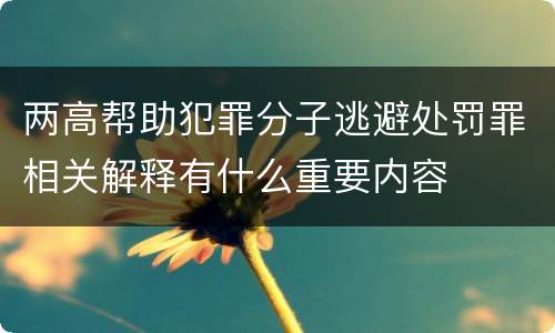 两高帮助犯罪分子逃避处罚罪相关解释有什么重要内容