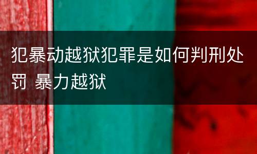 犯暴动越狱犯罪是如何判刑处罚 暴力越狱