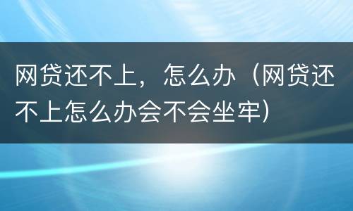 网贷还不上，怎么办（网贷还不上怎么办会不会坐牢）