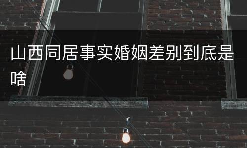 山西同居事实婚姻差别到底是啥