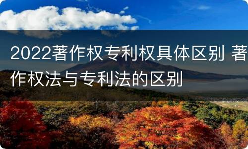 2022著作权专利权具体区别 著作权法与专利法的区别