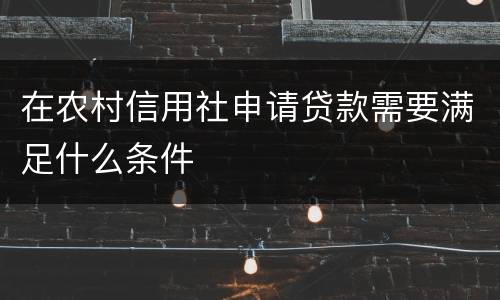 在农村信用社申请贷款需要满足什么条件