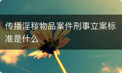 传播淫秽物品案件刑事立案标准是什么