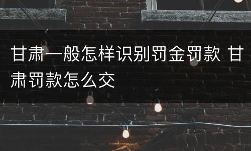 甘肃一般怎样识别罚金罚款 甘肃罚款怎么交