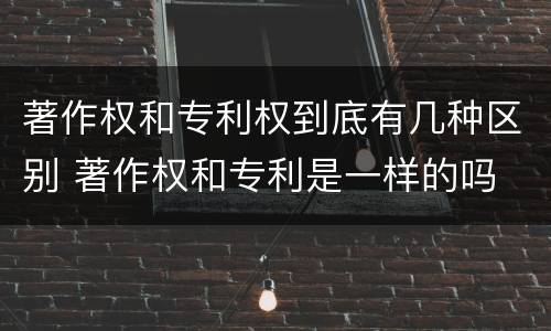 著作权和专利权到底有几种区别 著作权和专利是一样的吗