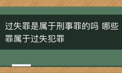 过失罪是属于刑事罪的吗 哪些罪属于过失犯罪