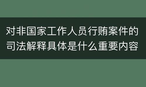 对非国家工作人员行贿案件的司法解释具体是什么重要内容