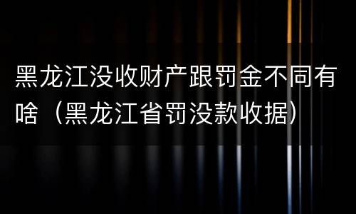 黑龙江没收财产跟罚金不同有啥（黑龙江省罚没款收据）