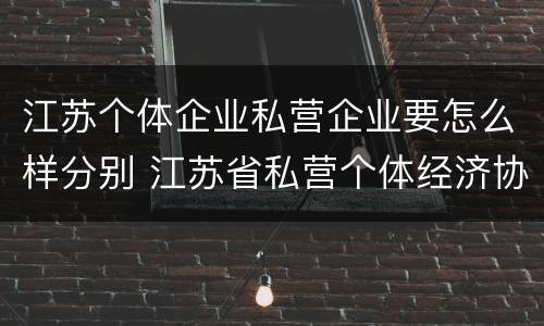 江苏个体企业私营企业要怎么样分别 江苏省私营个体经济协会