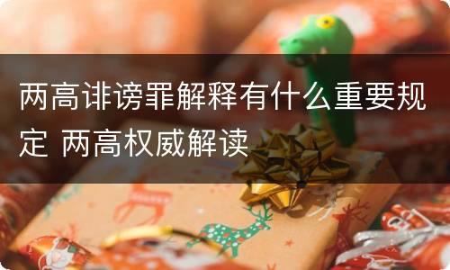 两高诽谤罪解释有什么重要规定 两高权威解读