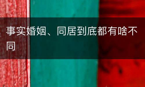 事实婚姻、同居到底都有啥不同