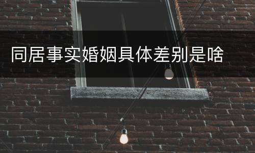 同居事实婚姻具体差别是啥