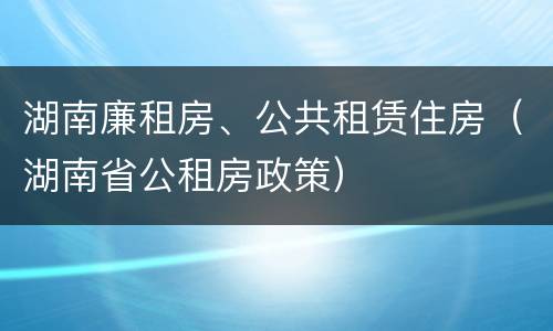 湖南廉租房、公共租赁住房（湖南省公租房政策）