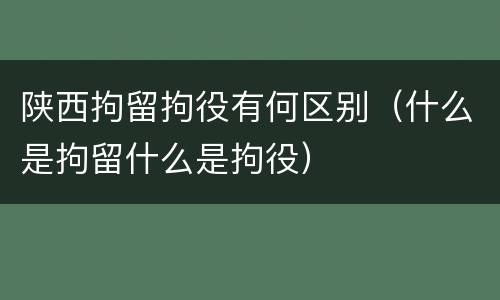 陕西拘留拘役有何区别（什么是拘留什么是拘役）