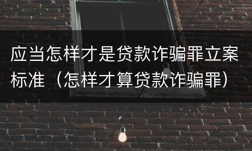 应当怎样才是贷款诈骗罪立案标准（怎样才算贷款诈骗罪）