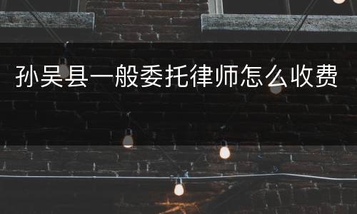 孙吴县一般委托律师怎么收费