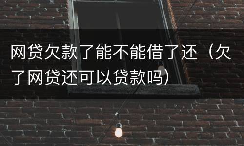 网贷欠款了能不能借了还（欠了网贷还可以贷款吗）