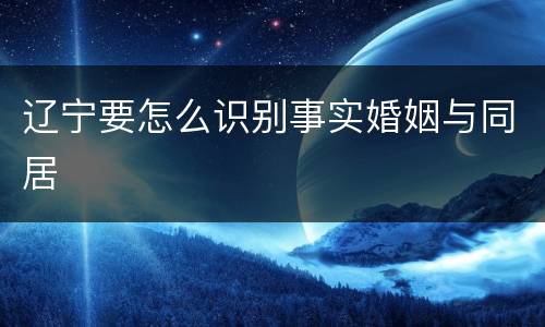 辽宁要怎么识别事实婚姻与同居