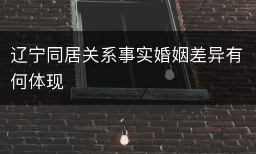 辽宁同居关系事实婚姻差异有何体现