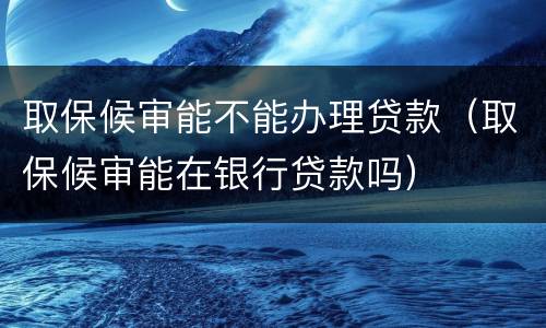 取保候审能不能办理贷款（取保候审能在银行贷款吗）
